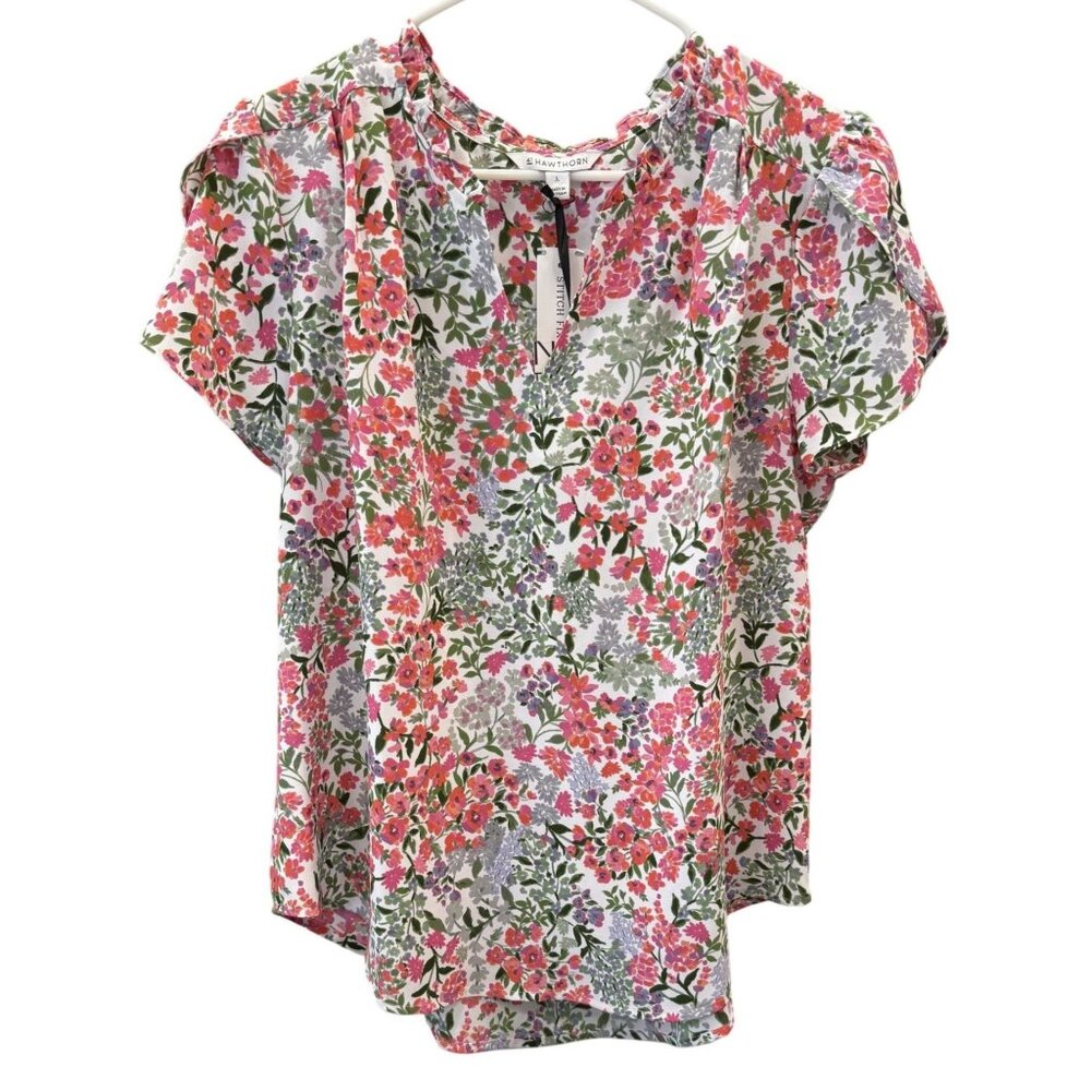 41 Hawthorn Womens Floral Blouse L 100% Recycled Polyester Eco-Friendly NWT